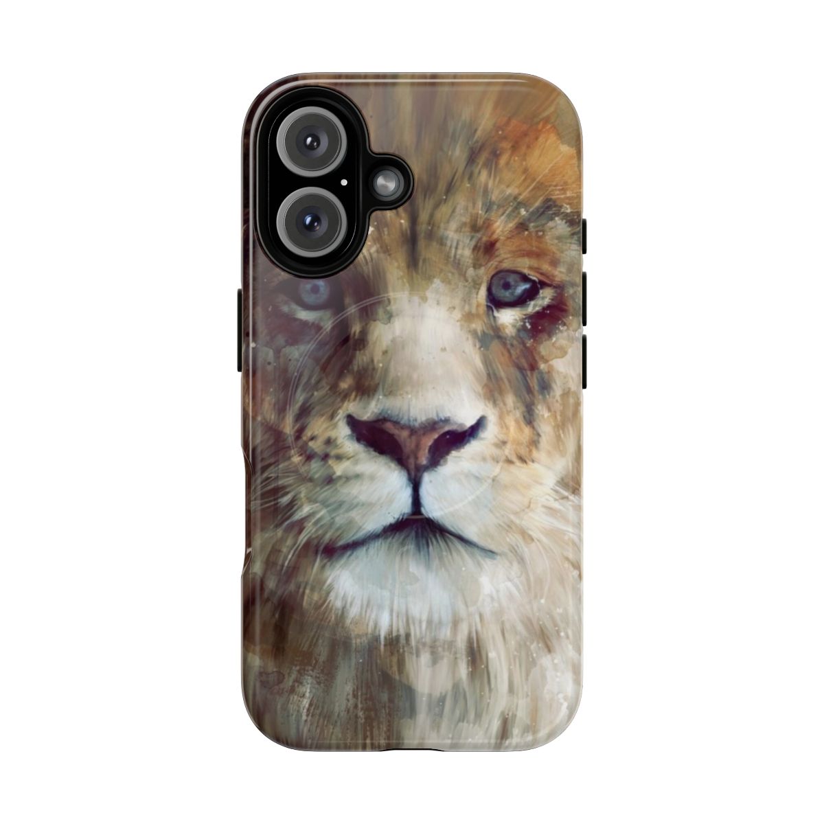 Artistic illustration of a majestic lion on a phone case