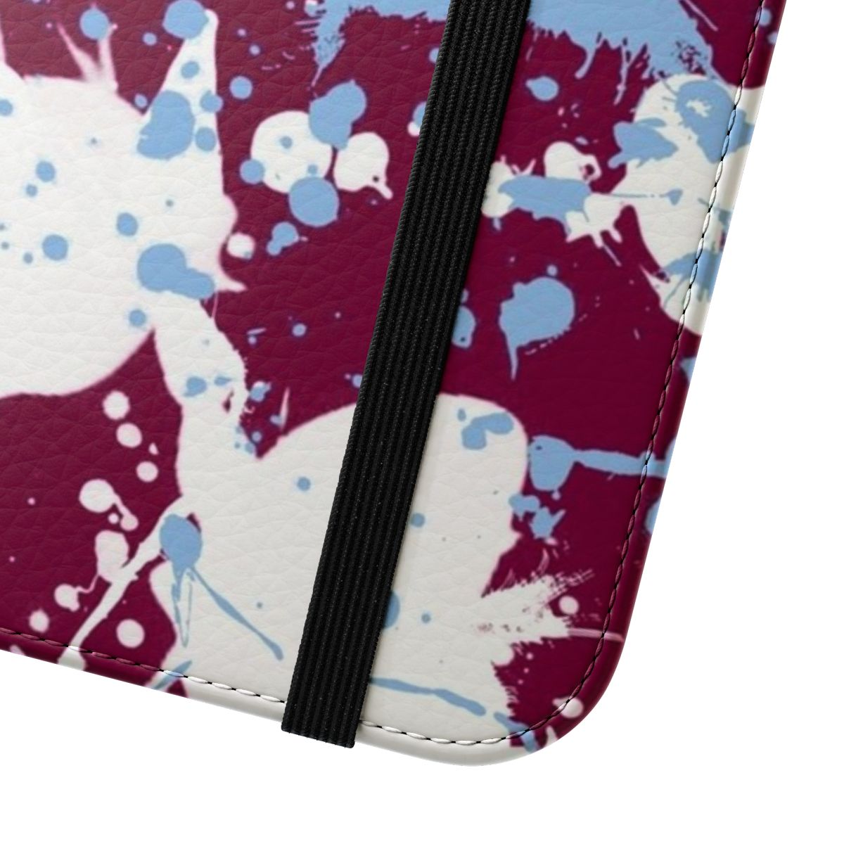 Aston Villa football club inspired phone case with a colorful splatter pattern design - Close Up