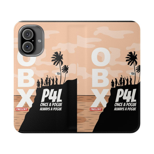 Outer Banks-themed flip cover phone case with coastal landscape design