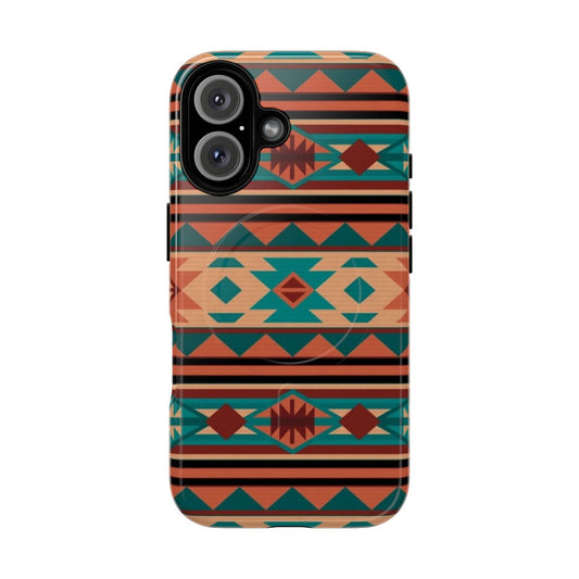 Turquoise Beige Terracotta Southwestern Design Magnetic Tough Phone Case