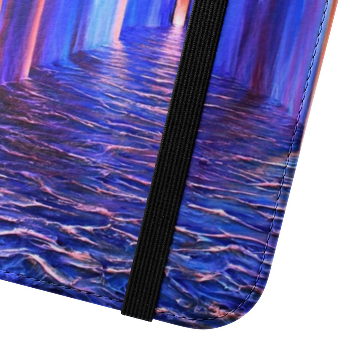 Elegant blue and abstract sunset design phone case with a reflective, transcendent aesthetic - Close Up