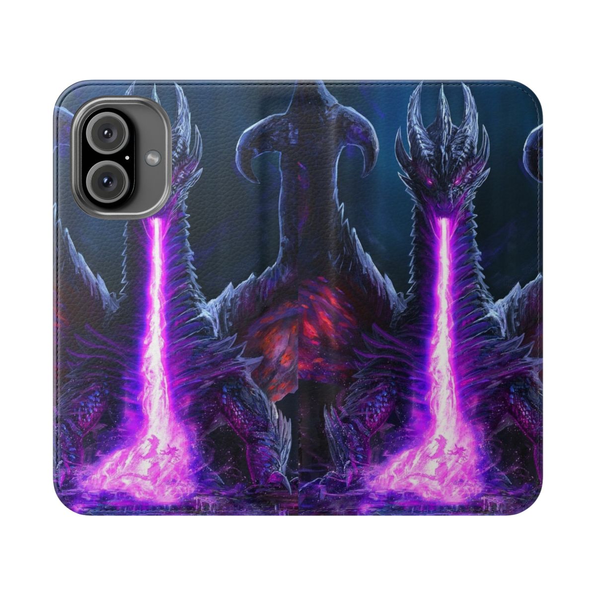 Flaming black dragon fire graphic phone case