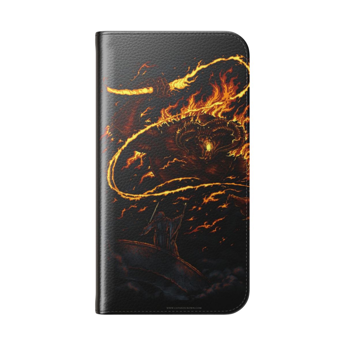 Fantasy phone case with graphic of the Balrog from The Lord of the Rings - Folded Back