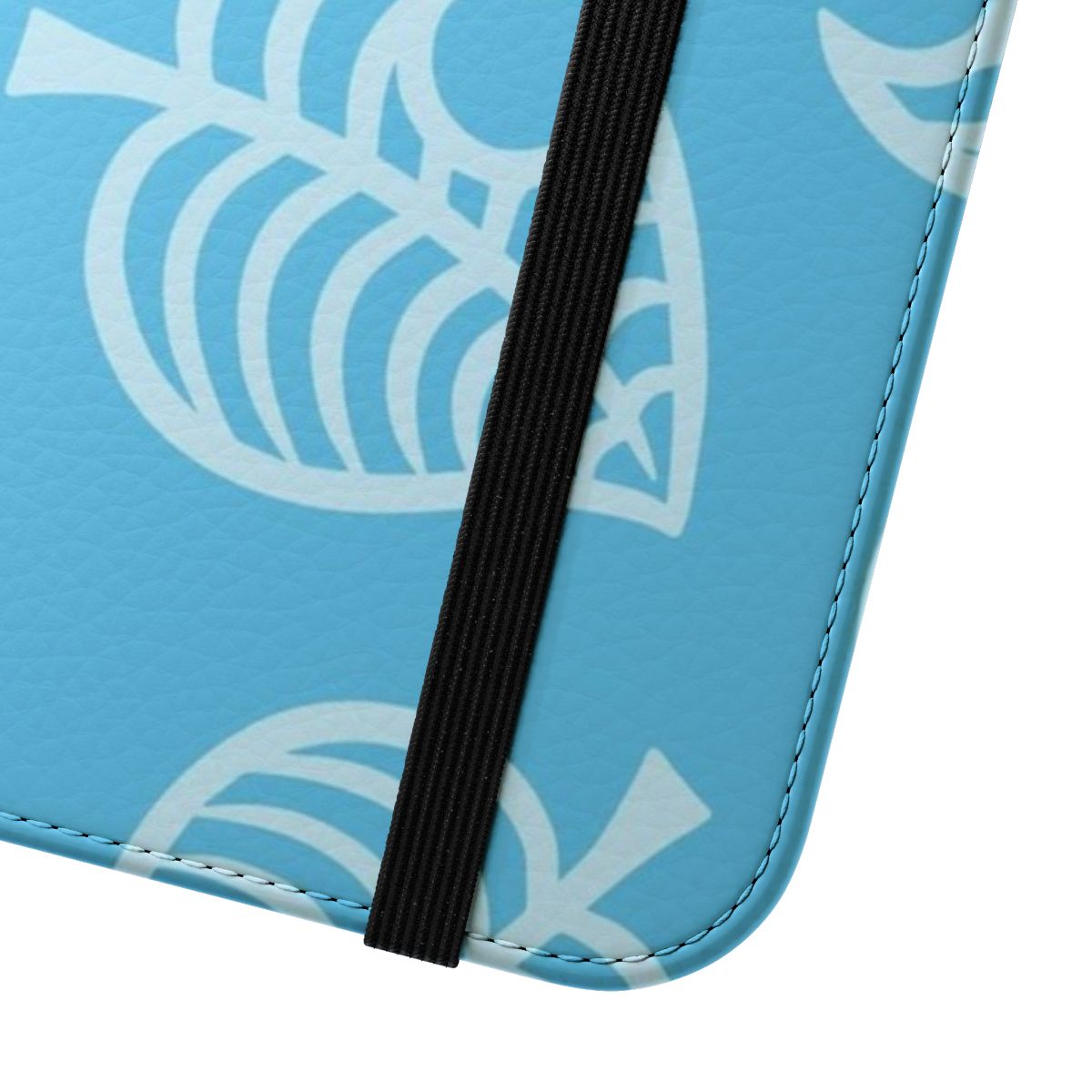 Blue flip phone case with Animal Crossing Nook design - Close Up