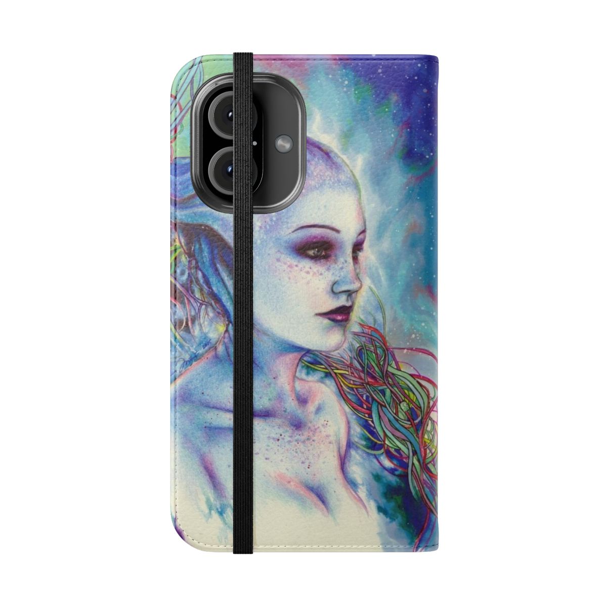 Sleek and stylish Liara Tsoni phone case with a sci-fi inspired design for Mass Effect enthusiasts. - Folded Front