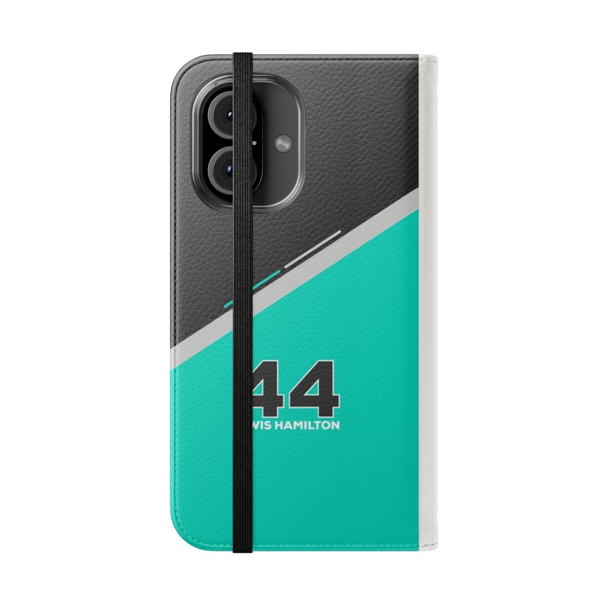 Lewis Hamilton Inspired Phone Case with Sleek Flip Cover Design - Folded Front