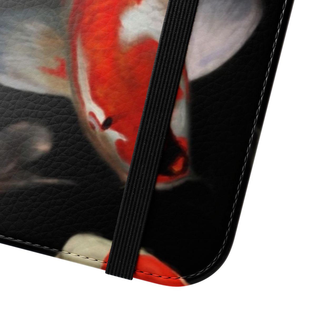 Vibrant koi fish design on a flip cover phone case - Close Up