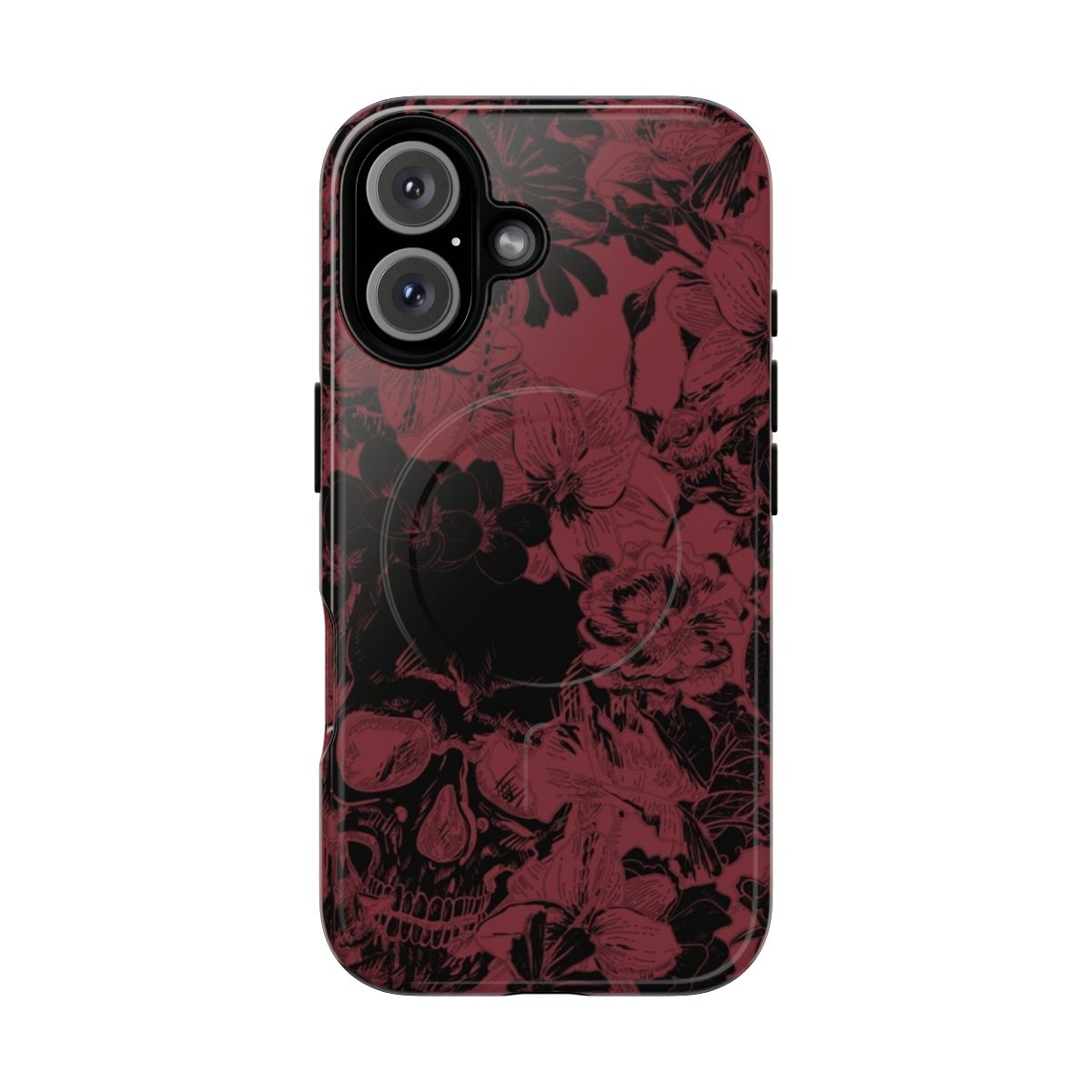 Dark skull pattern phone case with magnetic protective cover