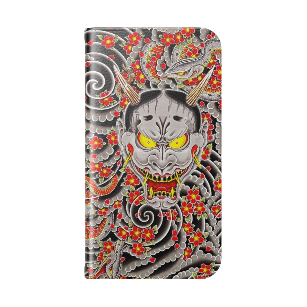 Hannya Demon Flip Cover Phone Case for Yakuza 0 Enthusiasts - Folded Back