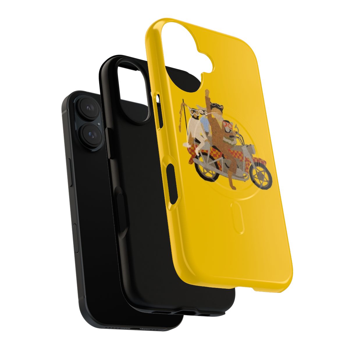 Motorcycle-themed phone case with Wes Anderson and Roald Dahl inspired designs - Layers