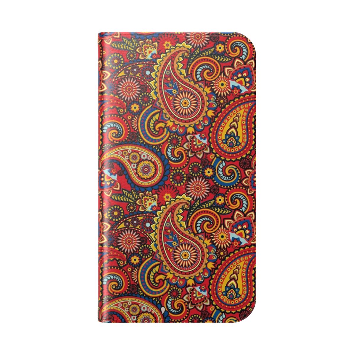 Vintage paisley print flip cover phone case for retro and classic style - Folded Back