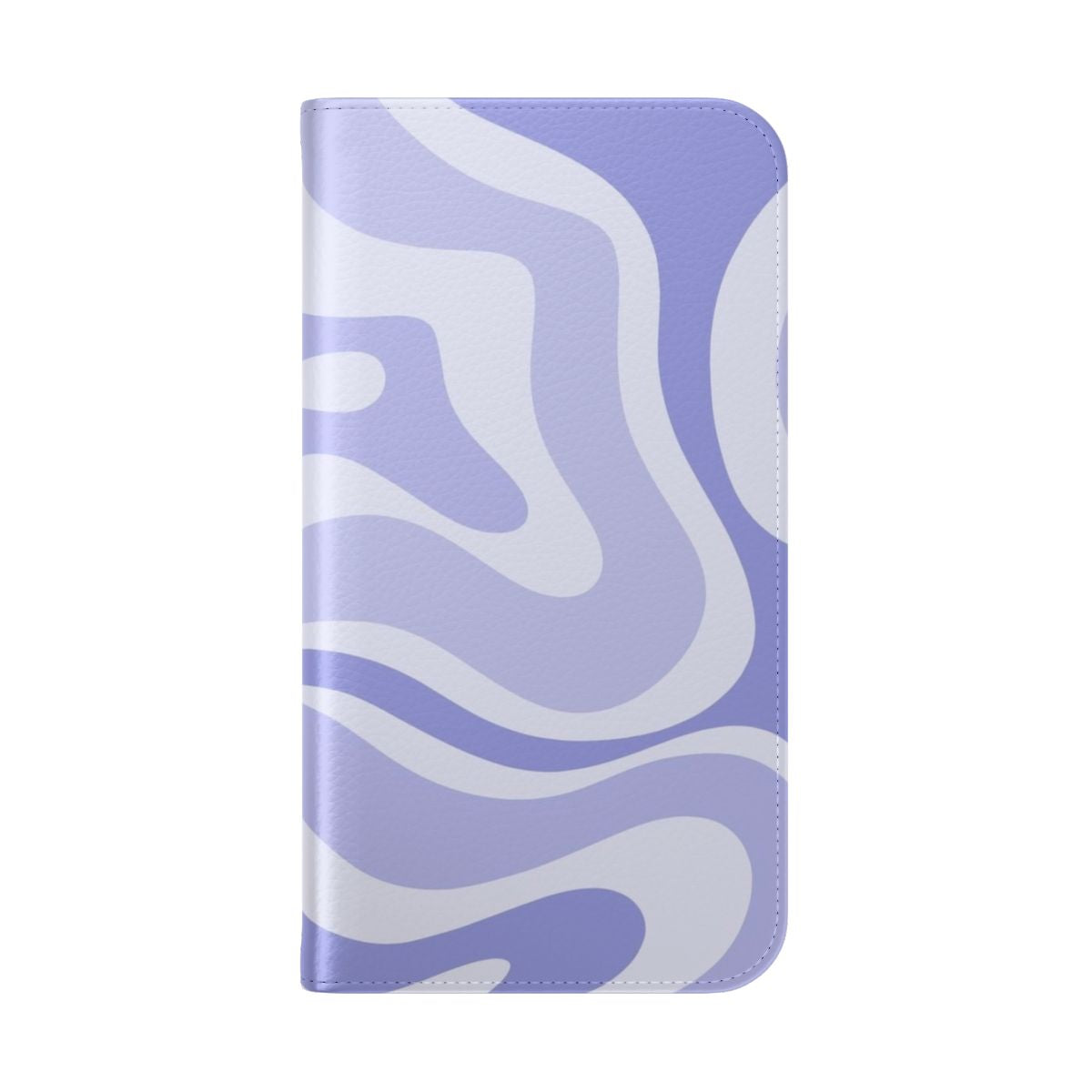 Colorful abstract fluid swirl pattern phone case with light lavender and purple tones - Folded Back