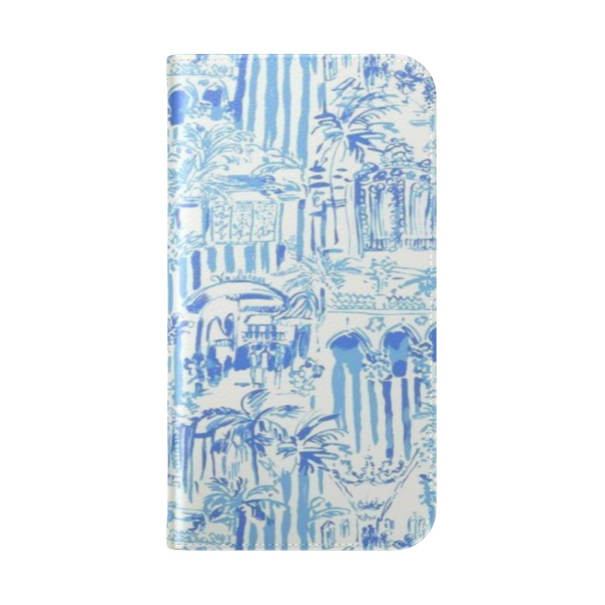 Blue preppy wallpaper print flip cover phone case - Folded Back