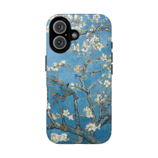 Artistic Van Gogh Inspired Magnetic Tough Phone Case featuring the famous painting 'Branches with Almond Blossom'