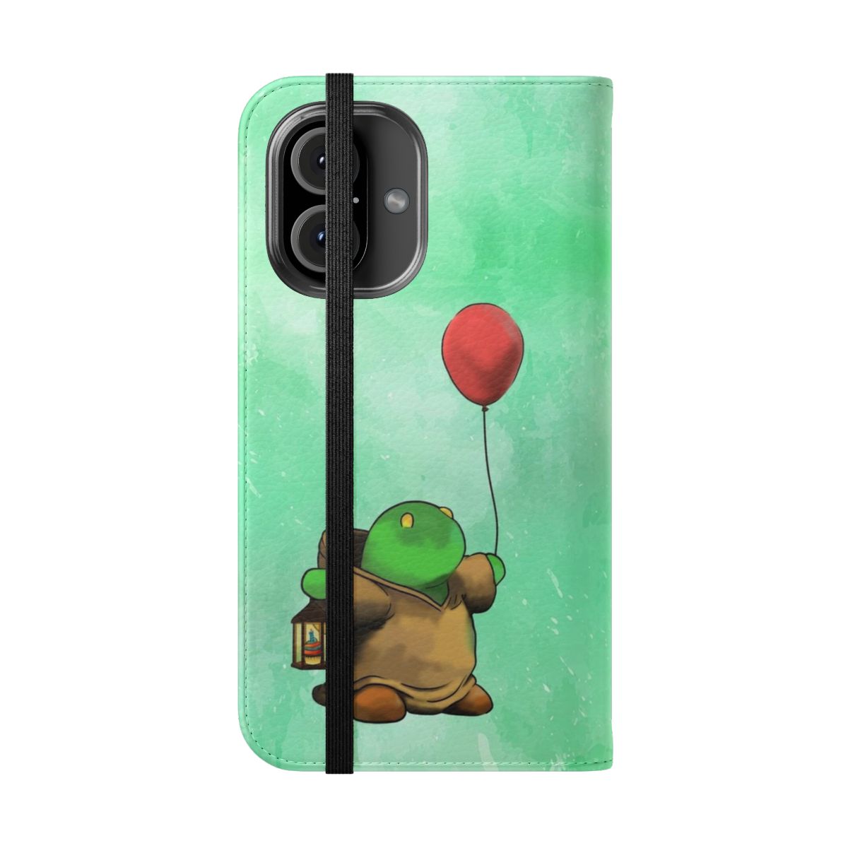 Vibrant flip cover phone case featuring the iconic Tonberry character from the Final Fantasy video game series. - Folded Front