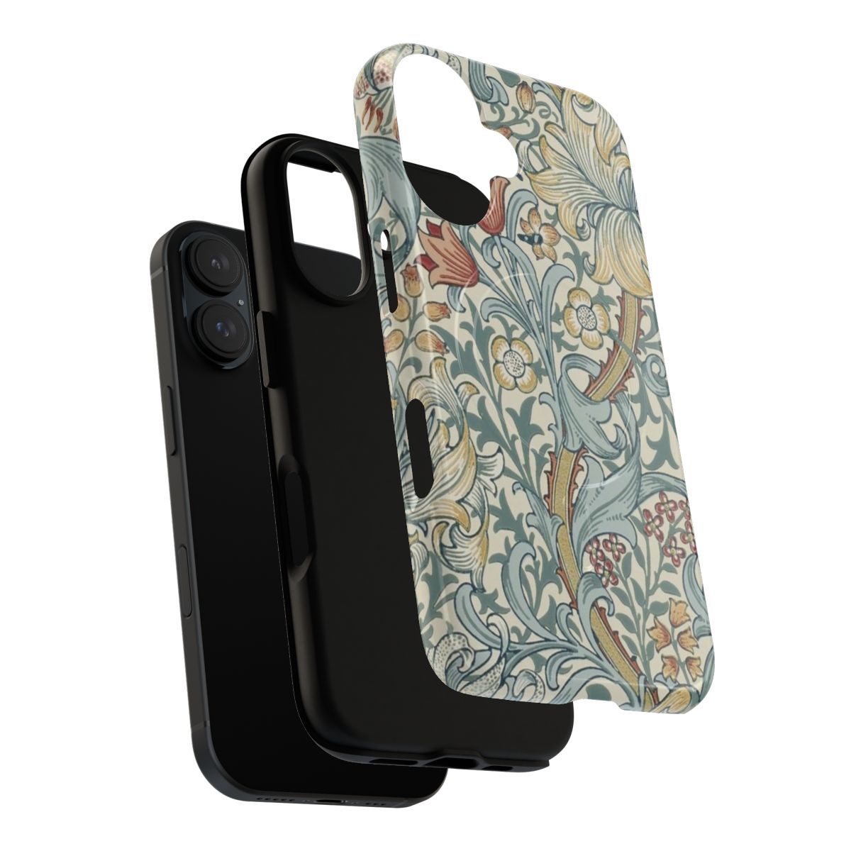 Magnetic tough phone case featuring botanical art inspired by the designs of William Morris - Layers