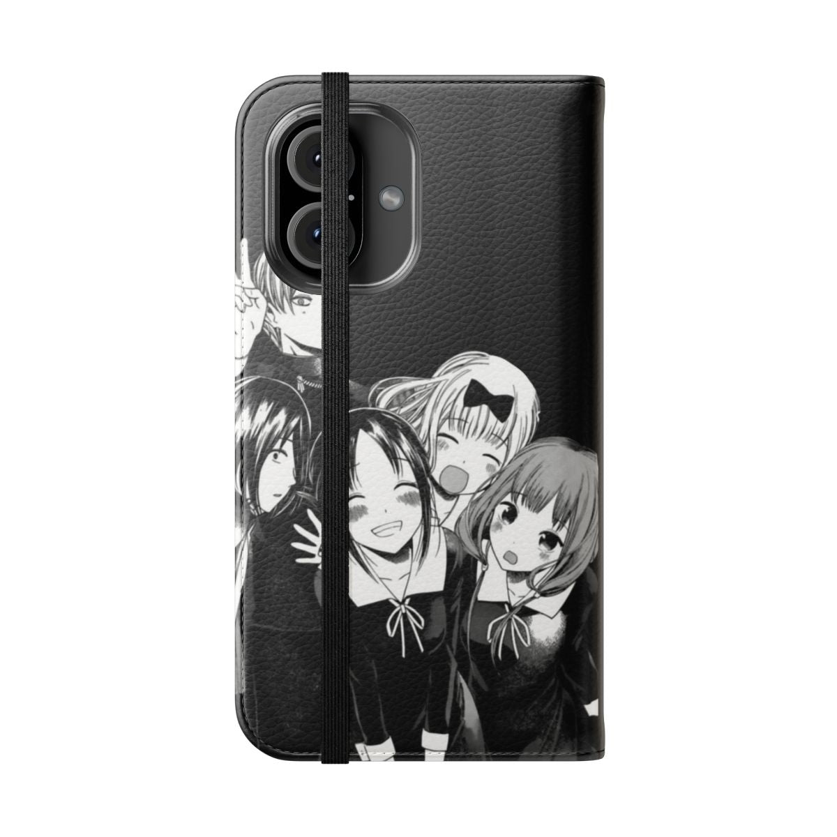 Flip cover phone case featuring characters from the popular anime and manga series "Kaguya-sama: Love is War" - Folded Front