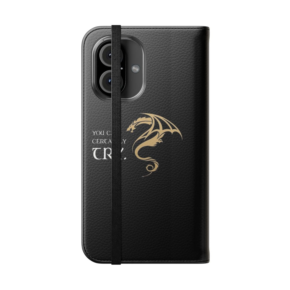 Fantasy-themed flip cover phone case with Dungeons and Dragons, Cthulhu, and Lovecraft inspired designs - Folded Front