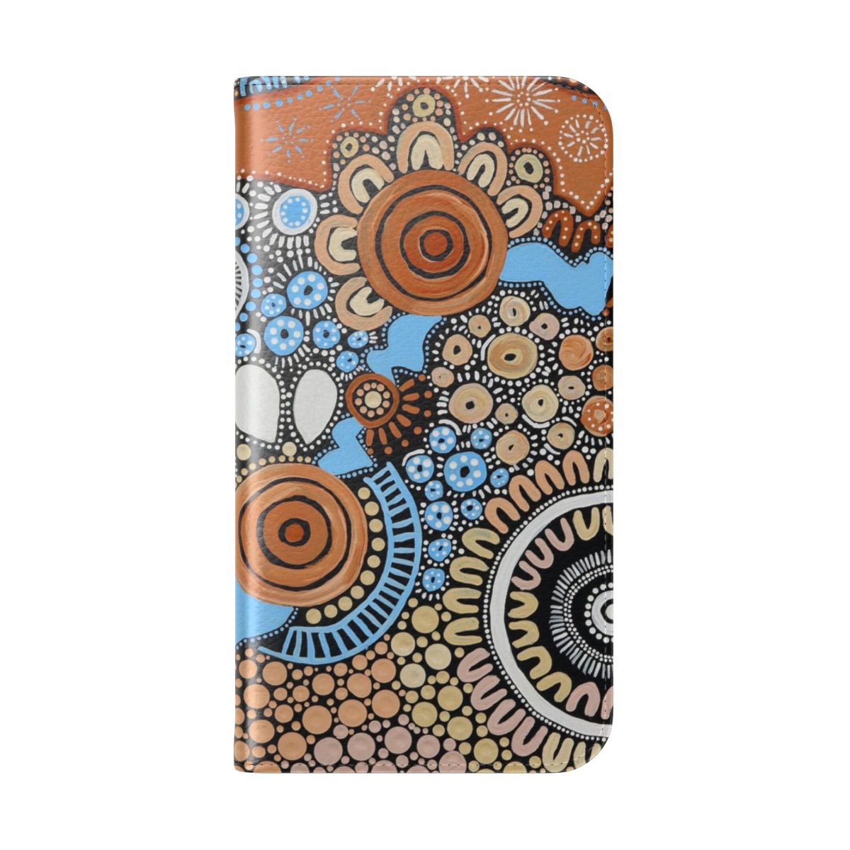 Flip phone case with aboriginal dot painting style design - Folded Back