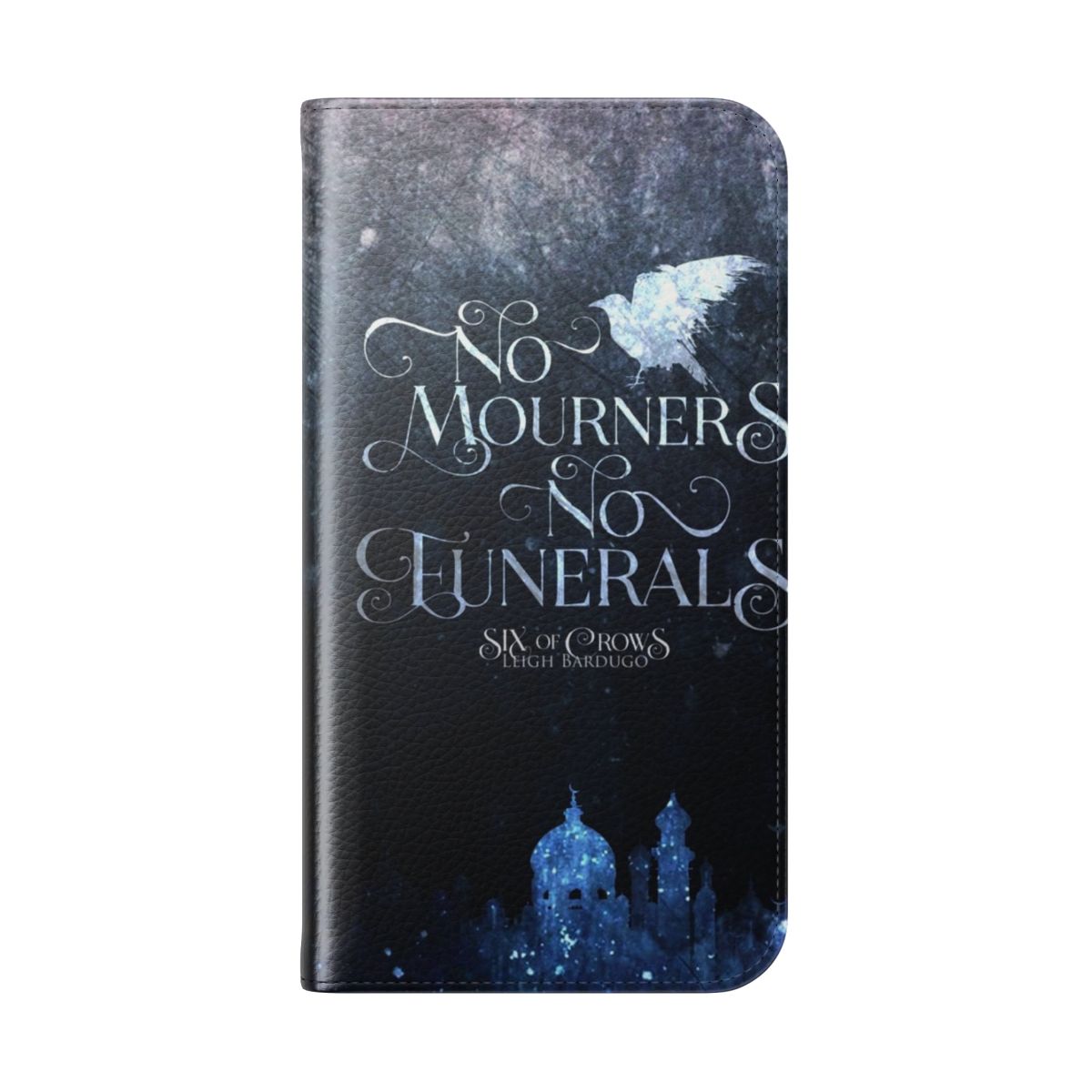 Six of Crows inspired flip cover phone case featuring Kaz Brekker and the Crows - Folded Back