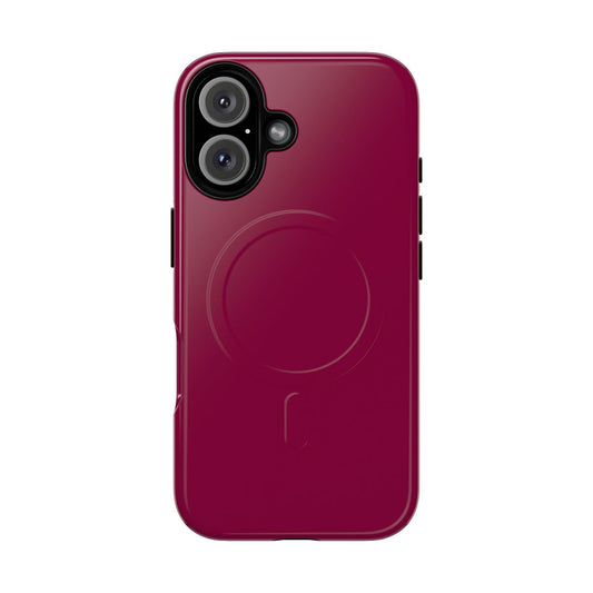 Raspberry-colored phone case with a plain background, showcasing a minimalist and chic design