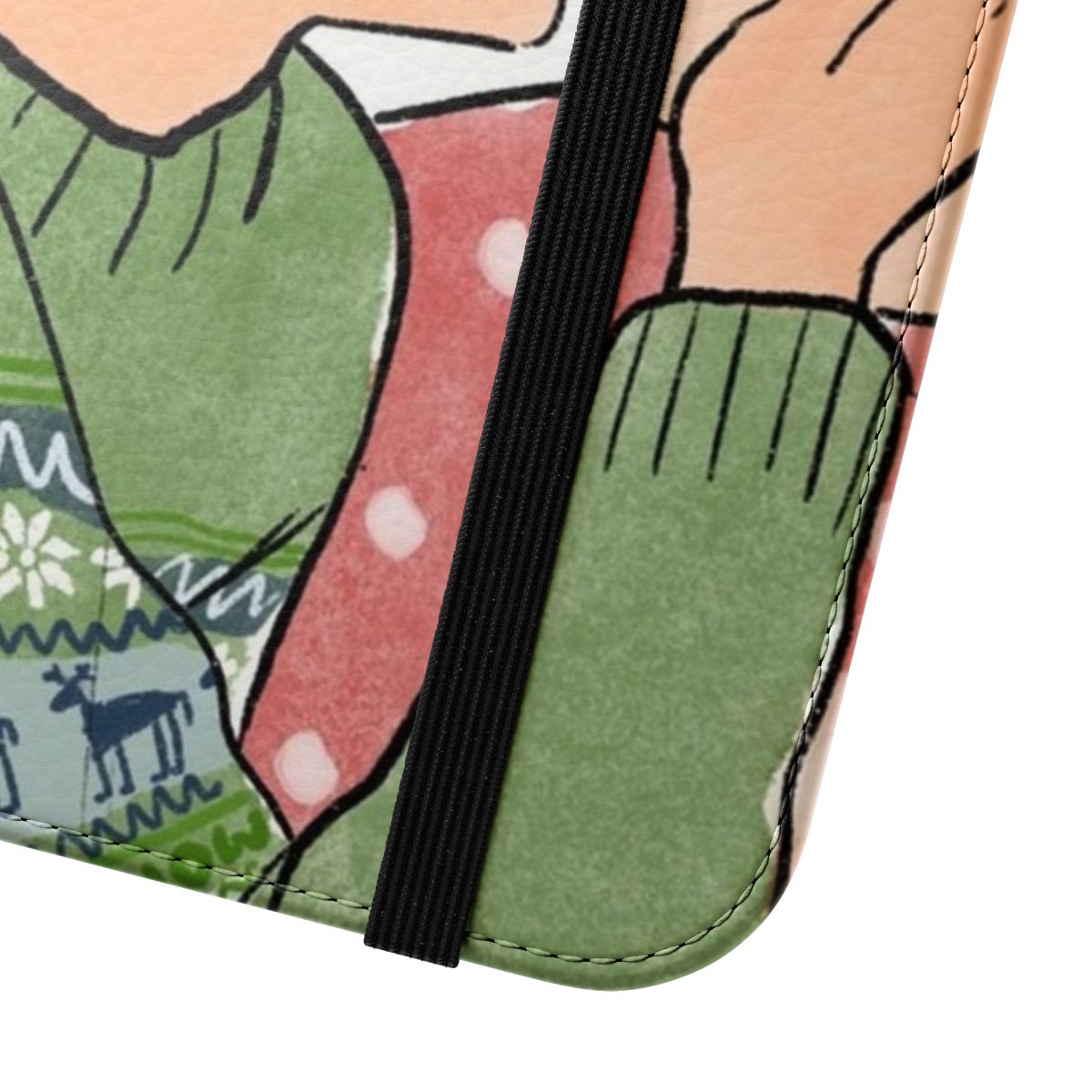 Flip cover phone case with an illustration of Nick and Charlie from the Heart Stopper series - Close Up