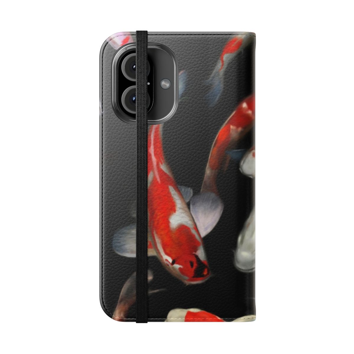 Vibrant koi fish design on a flip cover phone case - Folded Front