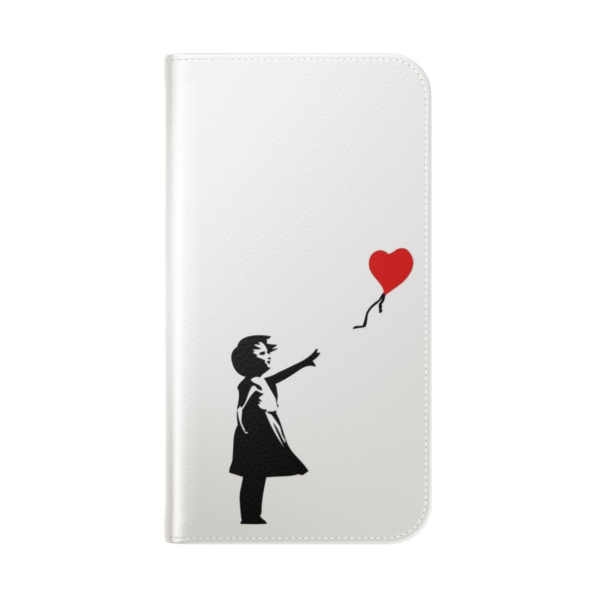 Banksy inspired flip cover phone case featuring the iconic Balloon Girl artwork - Folded Back