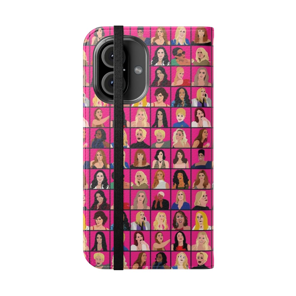 Exclusive reality TV inspired flip phone case featuring the most popular Real Housewives franchises - Folded Front