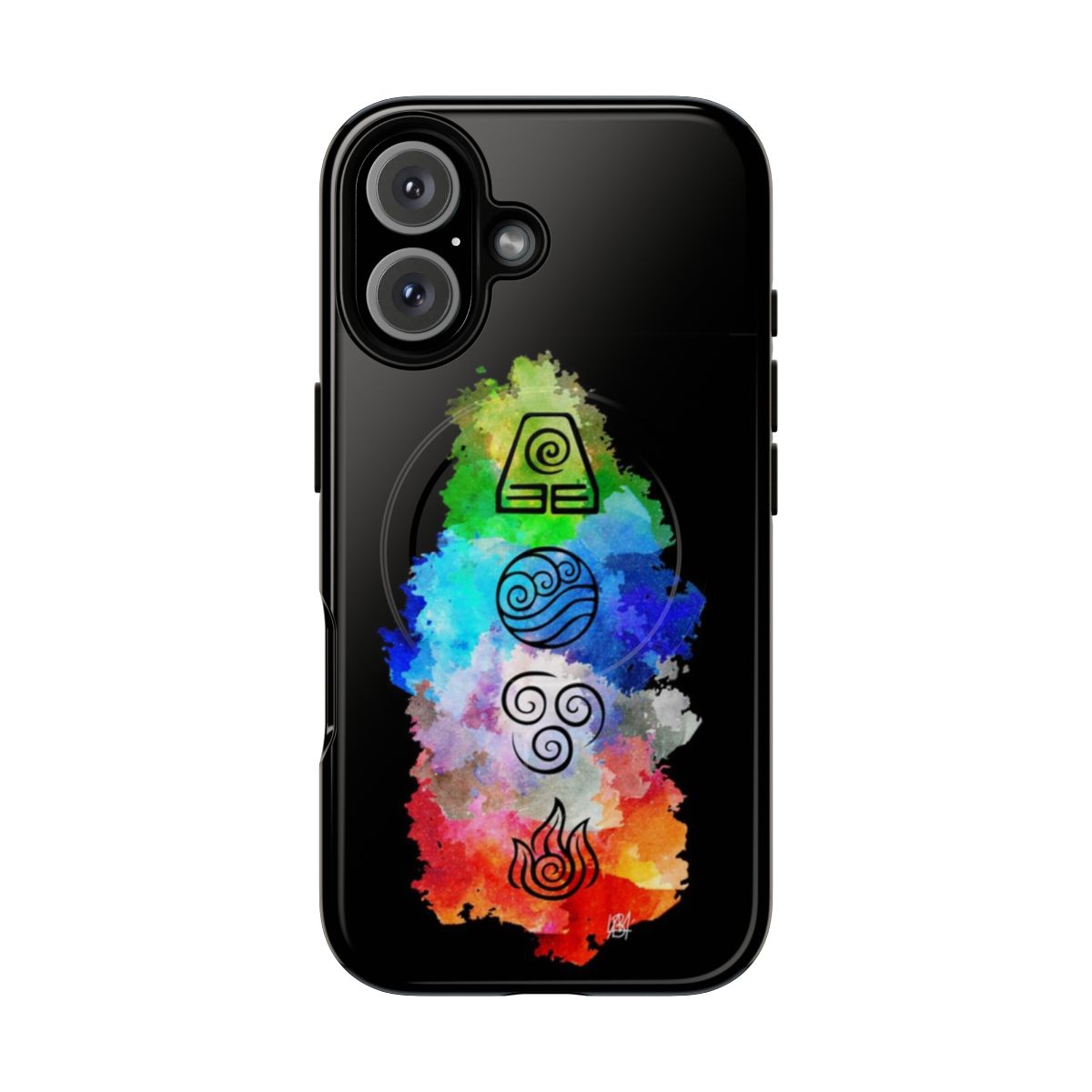 Avatar the Last Airbender phone case with the four elements - water, earth, fire, and air