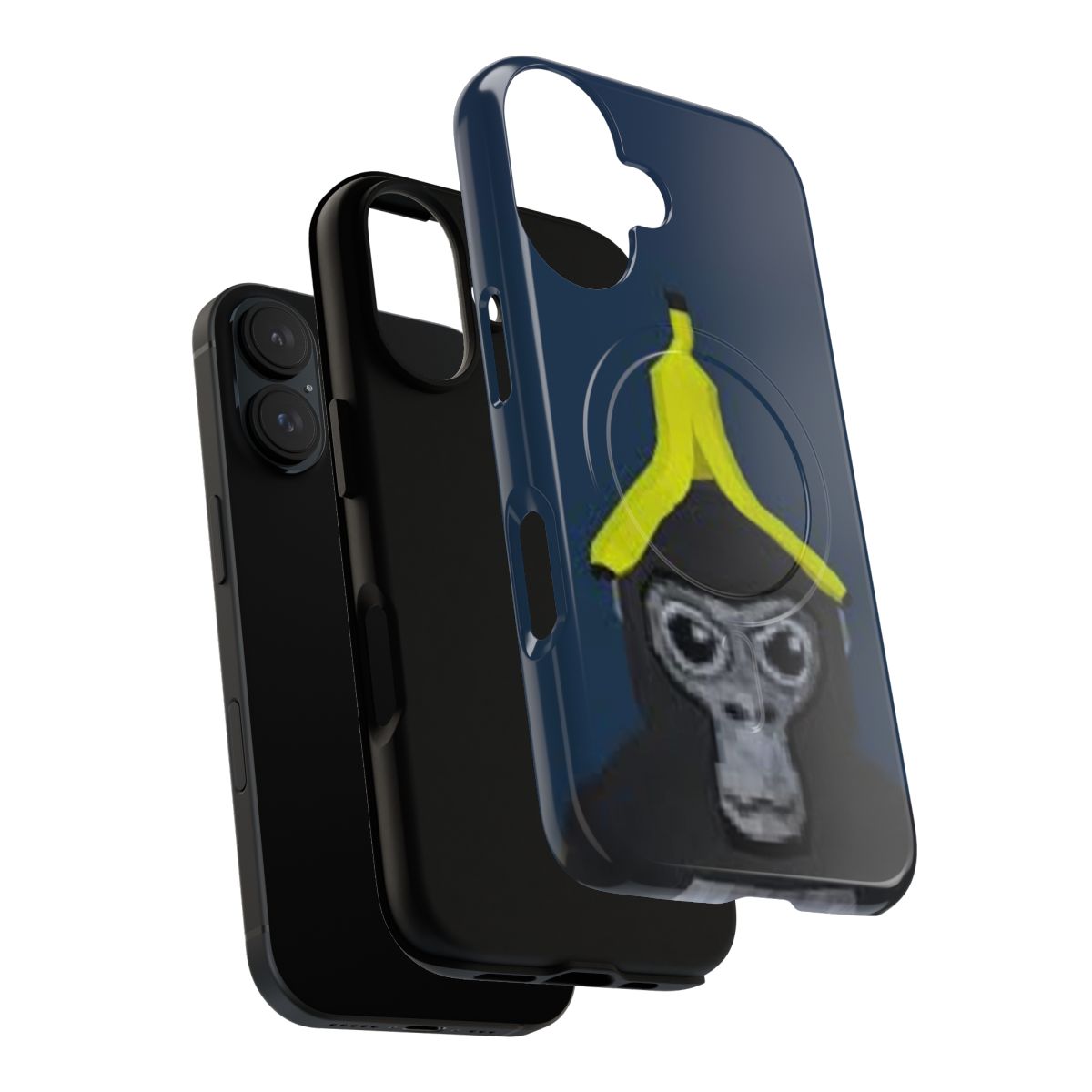 Magnetic tough phone case featuring a gorilla tag monkey holding a banana - Layers