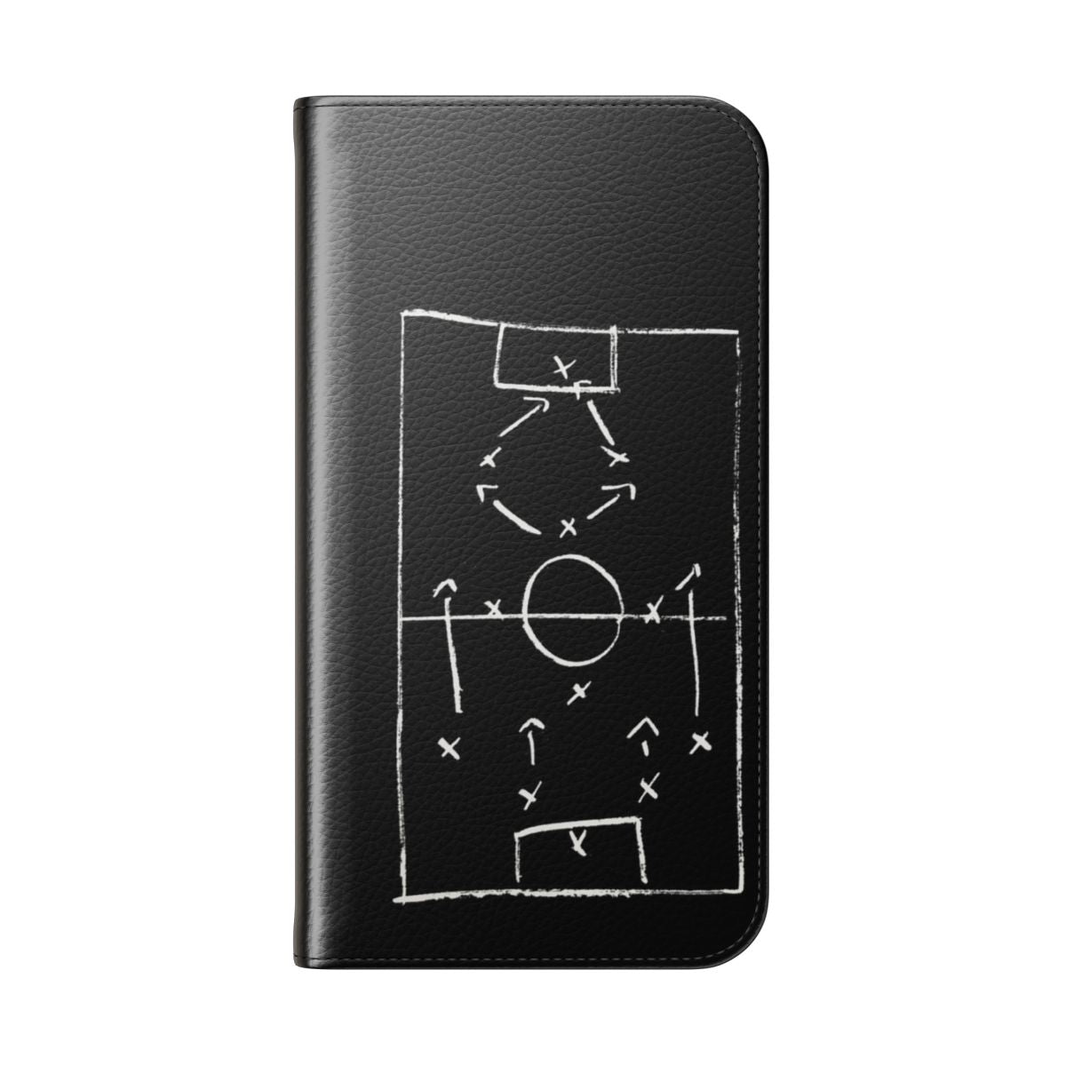 Flip cover phone case with soccer and football tactics design - Folded Back