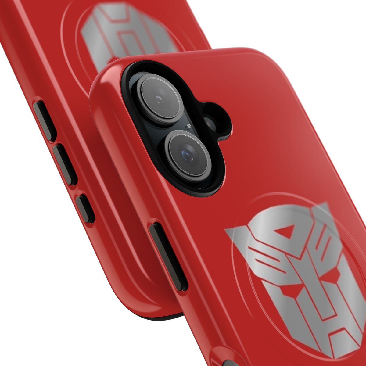 Transformers-inspired magnetic tough phone case with silver logo - Detail