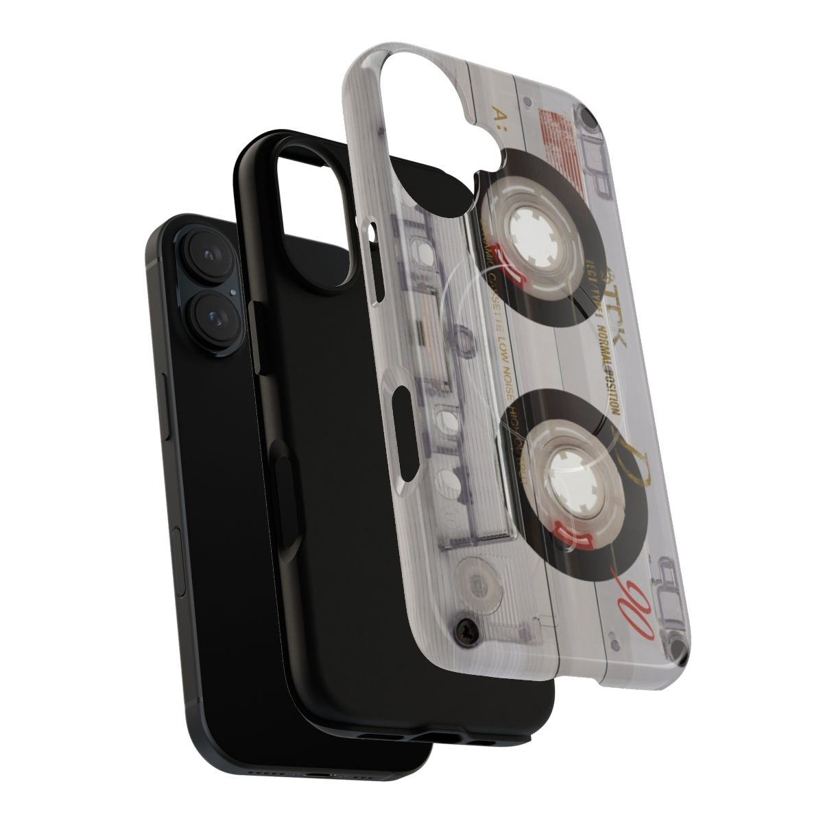 Transparent phone case with a vintage music cassette design - Layers