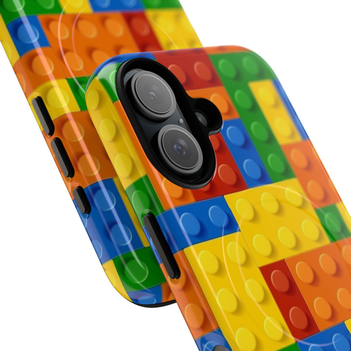 Colorful building blocks construction toy-inspired phone case with magnetic closure - Detail