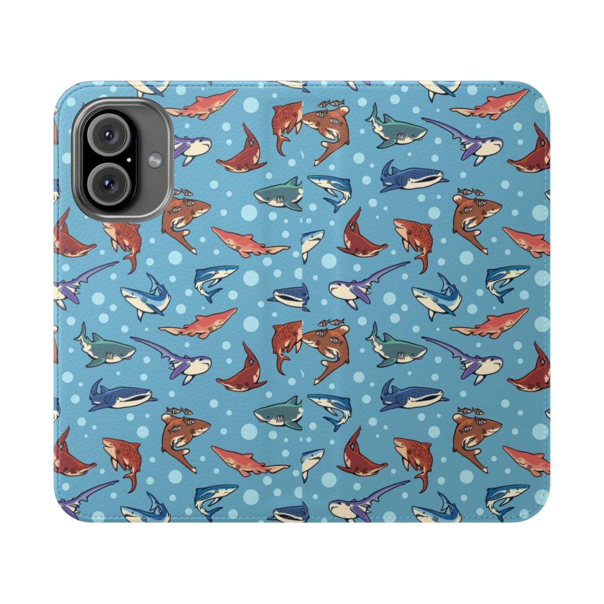 Sharks in the Deep Blue Flip Cover Phone Case - High-Quality Marine Life Phone Accessory