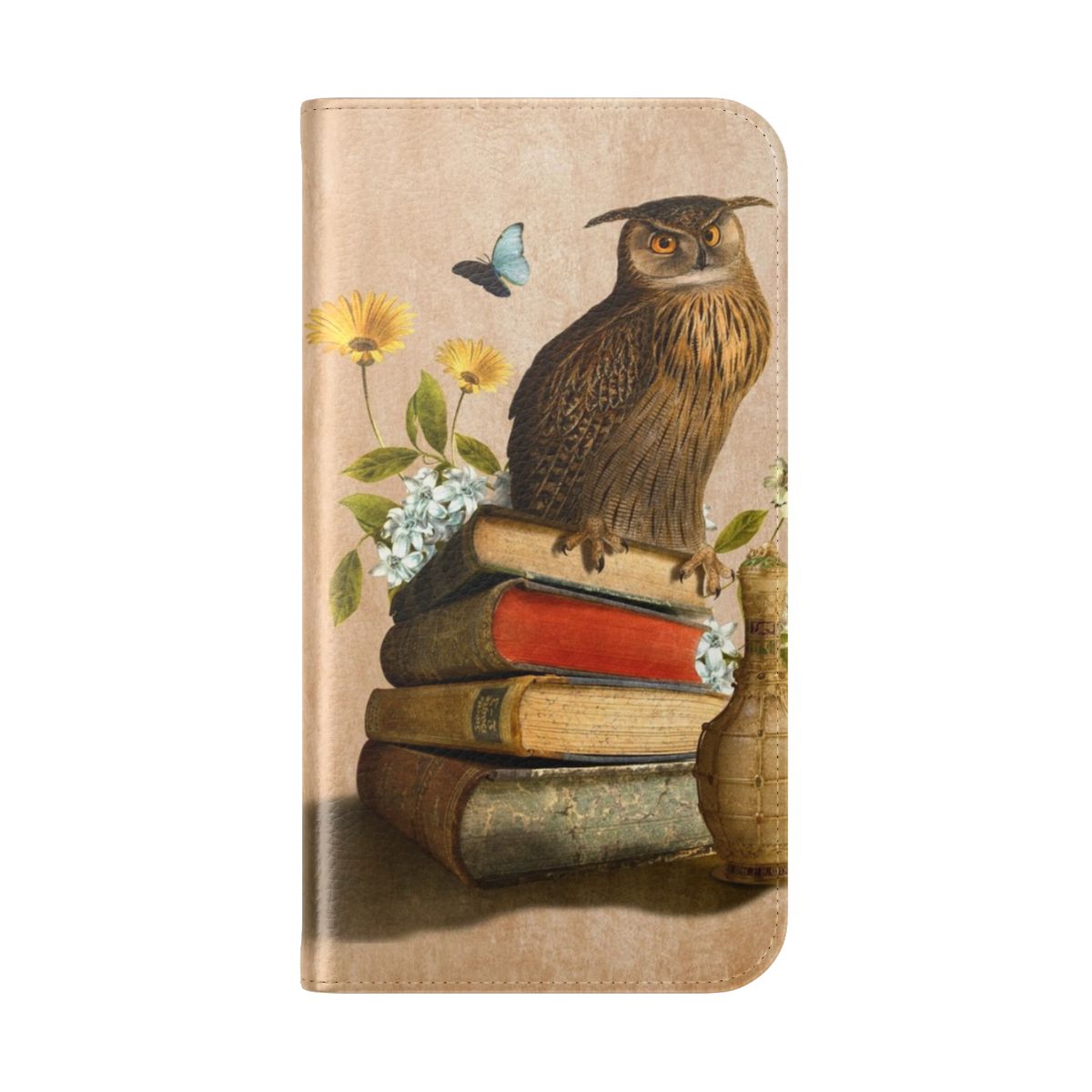 Illustration of a wise owl on a fantasy-inspired phone case - Folded Back