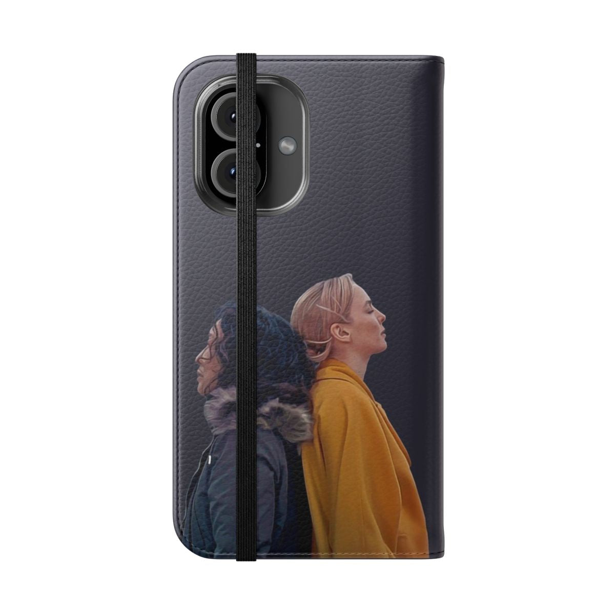 Flip phone case featuring Villaneve, the main characters from the TV series Killing Eve - Folded Front