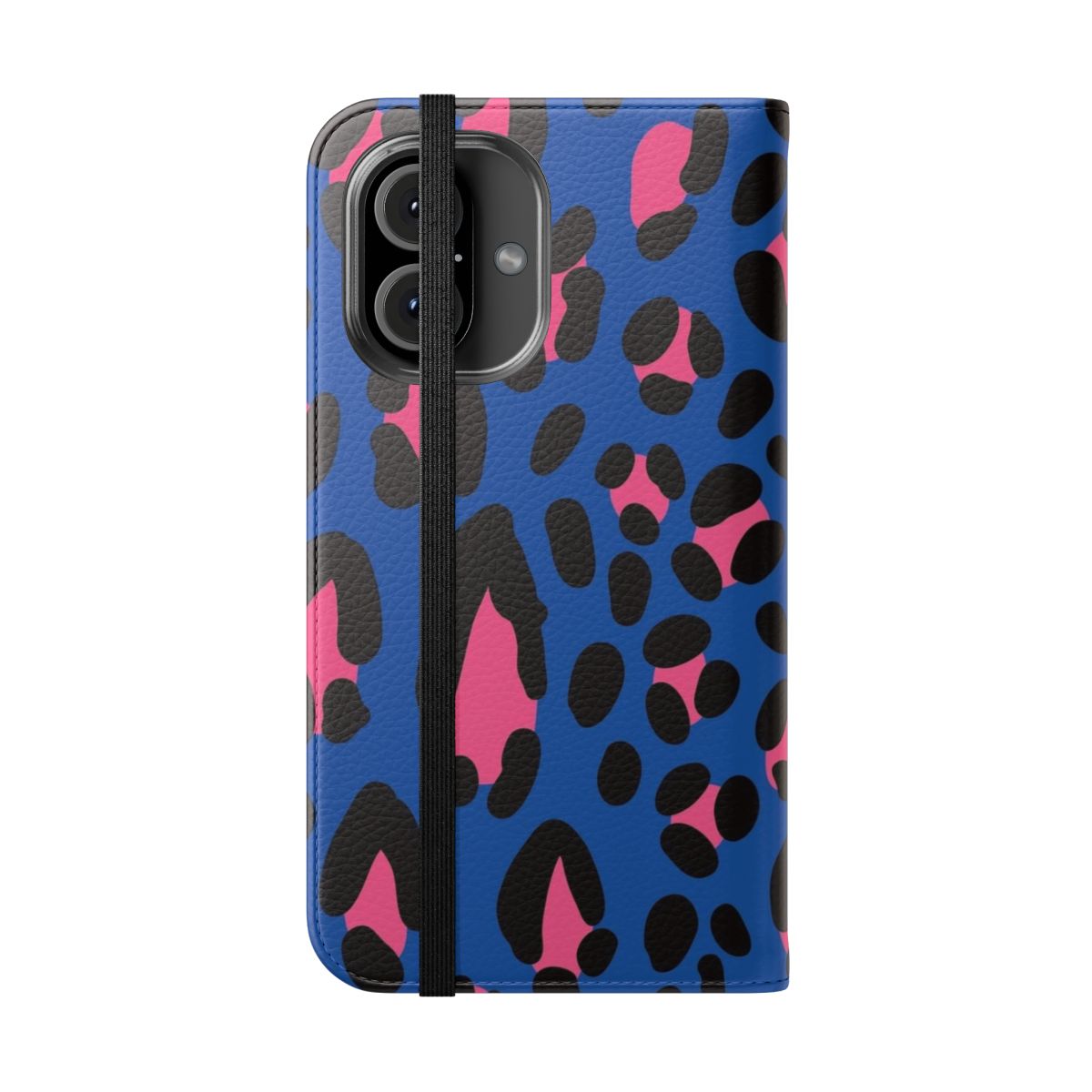 Safari animal print blue flip phone case for large smartphones - Folded Front