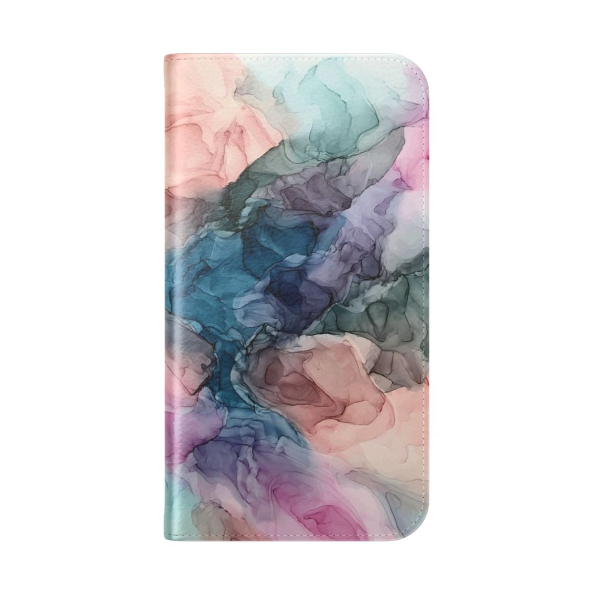 Pastel-colored abstract ink painting on a phone case with a flowing, emotive design. - Folded Back