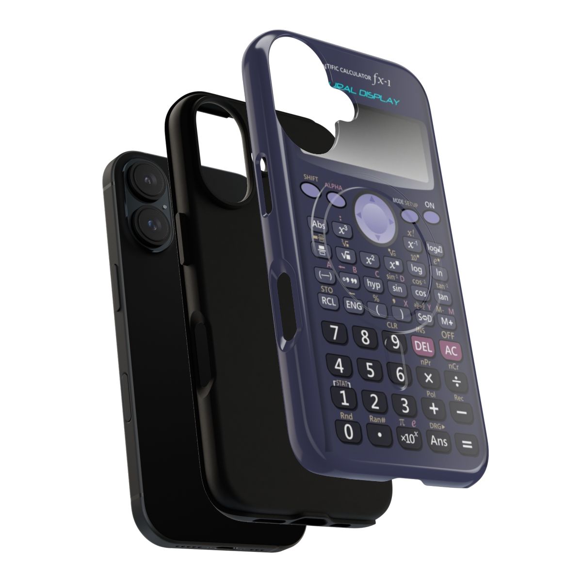 Magnetic phone case with a retro scientific calculator design - Layers