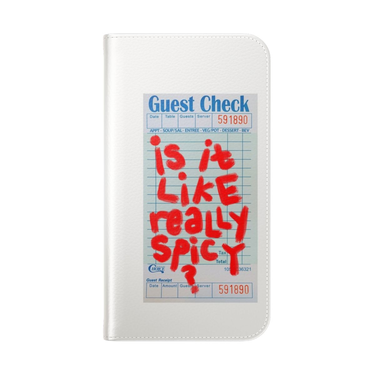 Stylish guest check pattern phone case with "is it like really spicy" design - Folded Back