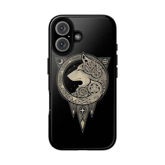 Closeup of a sleek and durable Norse ULV-inspired phone case with intricate Scandinavian mythology designs.