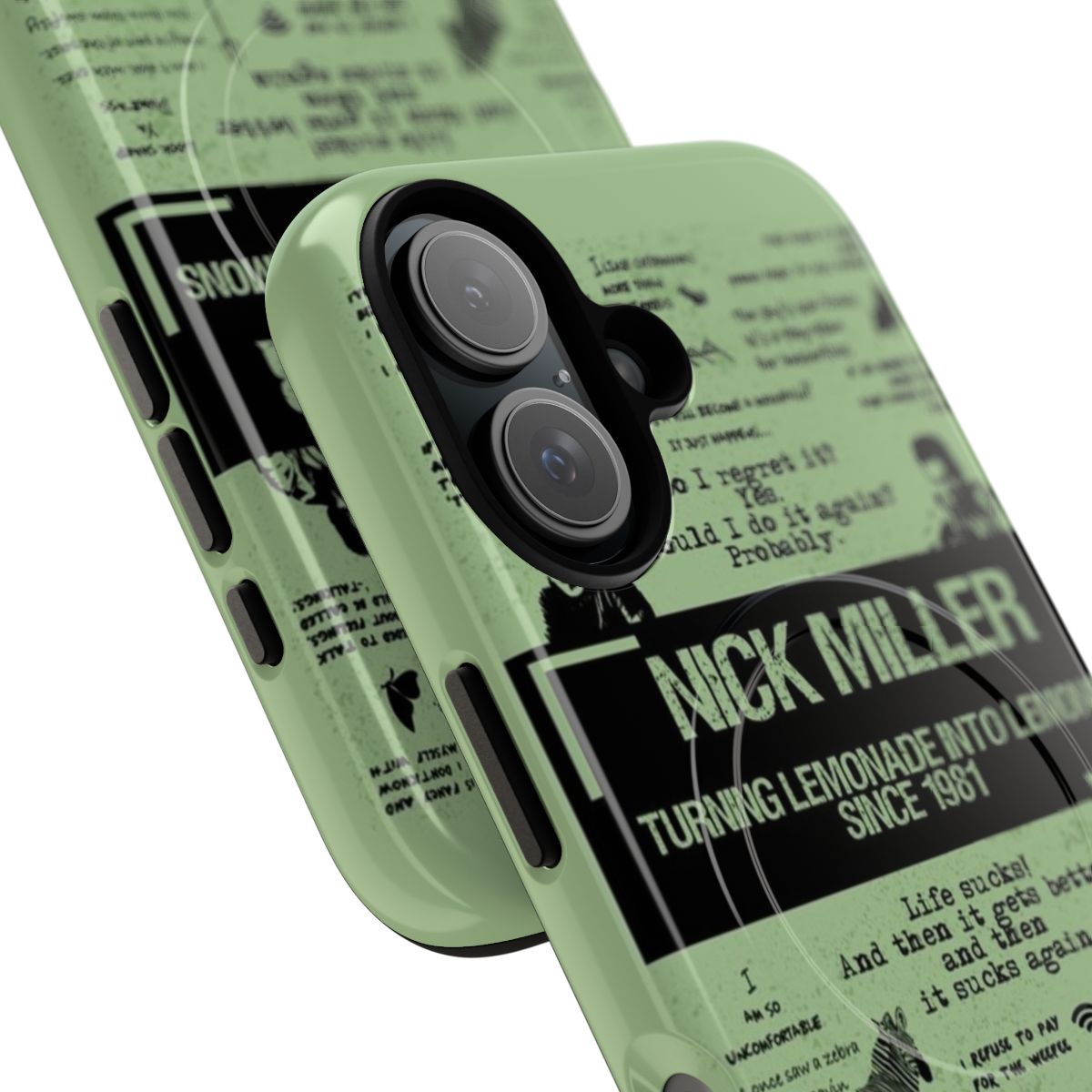 A phone case featuring a design inspired by the character Nick Miller from the popular TV series "New Girl". - Detail