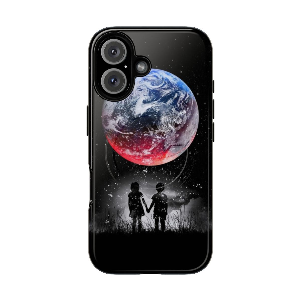 Magnetic tough phone case featuring a space and universe design