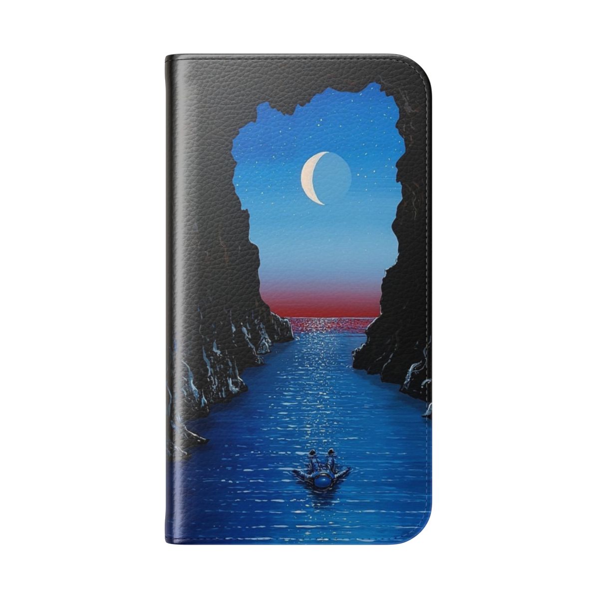 Night Drift Flip Cover Phone Case with Cosmic, Sci-Fi Inspired Design - Folded Back