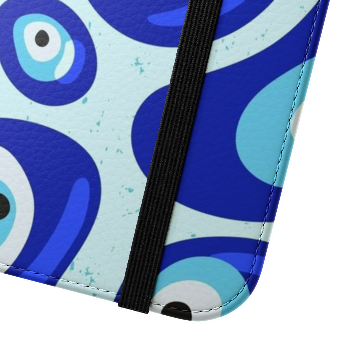 Blue evil eye patterned phone case with protective design - Close Up