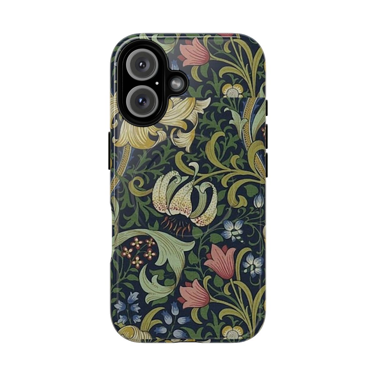 Magnetic tough phone case featuring William Morris' iconic golden lily floral pattern