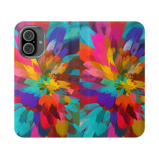 Vibrant summer artwork with colorful bright brush strokes on a protective phone case