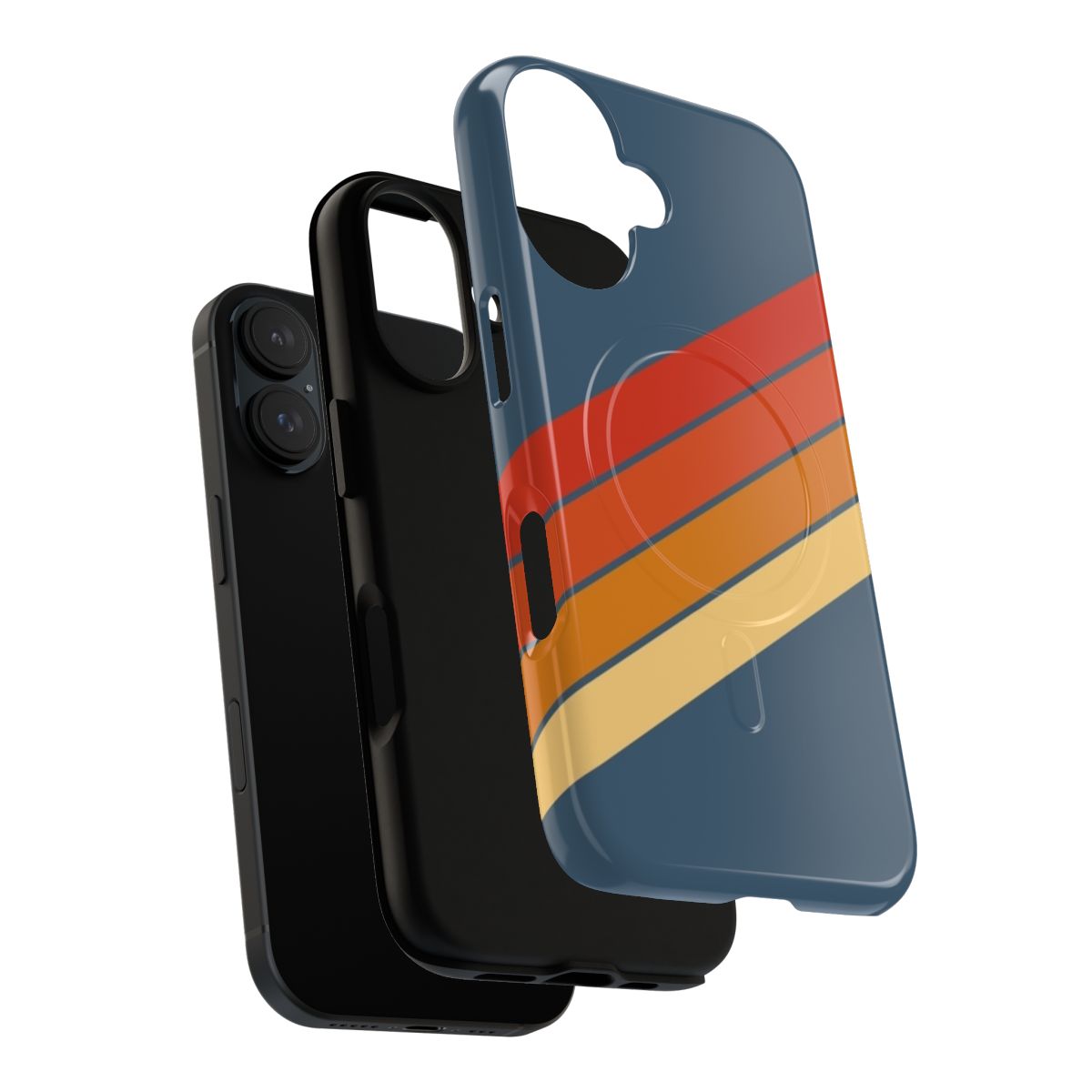 Retro 70s style striped tough and magnetic phone case - Layers